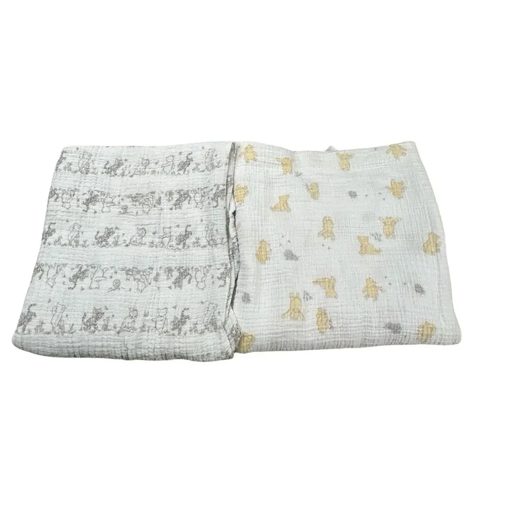 Aden + Anais Disney Winnie The Pooh Muslin Baby Blankets Lot of 2 Security Lovey